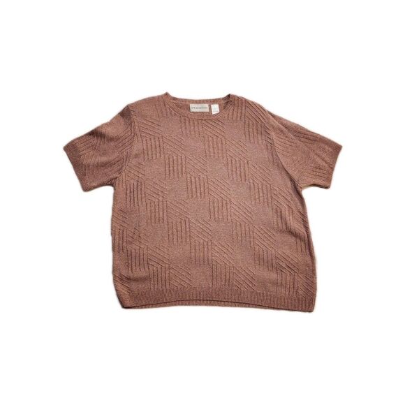 Alfred Dunner Pink Salmon Knit Sweater Short Sleeve XL NWT - Picture 1 of 6
